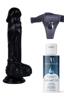 Belden Ba�lamal� Kayganla�t�r�c� Set Noctis 21cm Siyah Dildo No:64